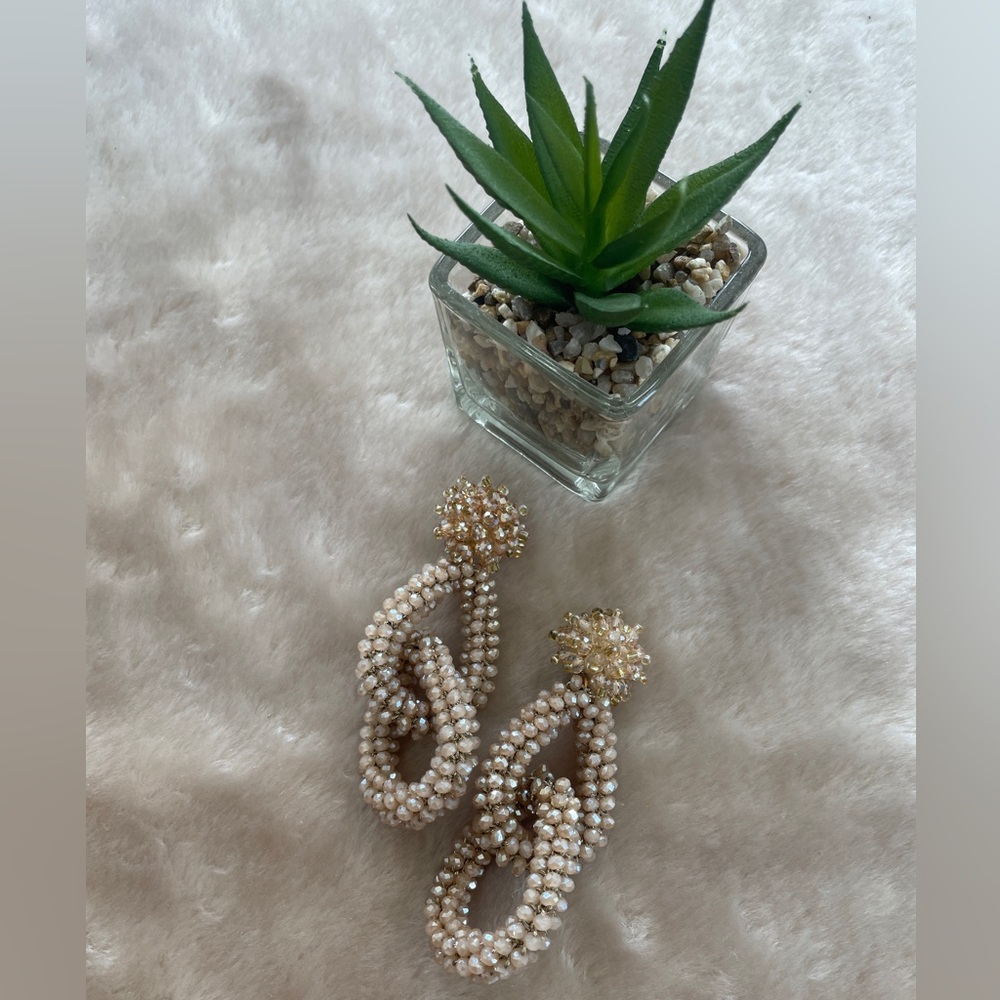 Beige Beaded Earrings